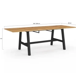 Table à manger rectangulaire extensible 160-240 cm 6 à 12 personnes bois et noir