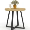 Table à manger ronde 80 cm 4 personnes en bois et pieds noirs style industriel