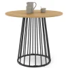 Table à manger ronde 4 personnes plateau bois et pied en métal noir 80 cm