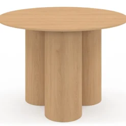 Table à manger ronde 6 personnes pied central cylindrique hêtre 110 cm