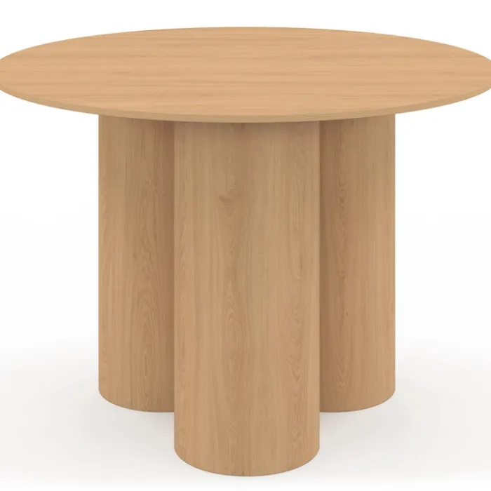 Table à manger ronde 6 personnes pied central cylindrique hêtre 110 cm