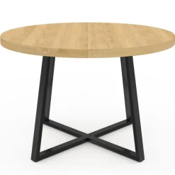 Table à manger ronde 4-6 personnes bois et noir