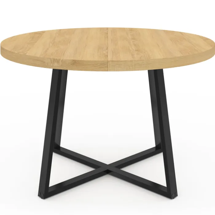 Table à manger ronde 4-6 personnes bois et noir