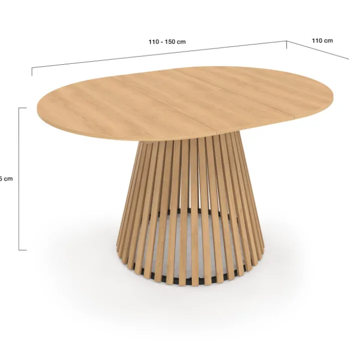 Table à manger ronde 8 personnes pied en bois 110-150 cm