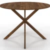 Table à manger ronde ALIX 6 personnes pied araignée noyer 110 cm