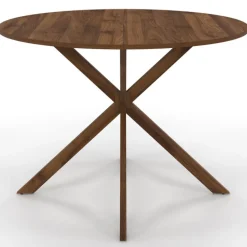 Table à manger ronde ALIX 6 personnes pied araignée noyer 110 cm