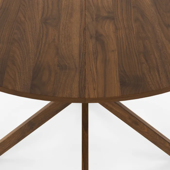 Table à manger ronde ALIX 6 personnes pied araignée noyer 110 cm