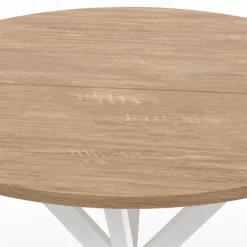 Table à manger ronde bois et blanc 80 cm 2-4 personnes