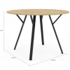 Table à manger ronde bois et noir 110 cm 4-6 personnes