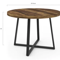Table à manger ronde bois foncé 4 personnes