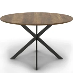 Table à manger ronde bois foncé et noir 110 cm