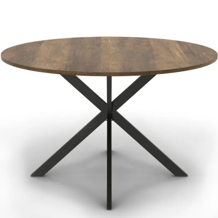 Table à manger ronde bois foncé et noir 110 cm