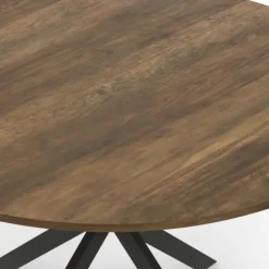 Table à manger ronde bois foncé et noir 110 cm