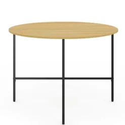 Table à manger ronde bois et métal 110 cm 4 personnes