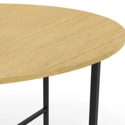 Table à manger ronde bois et métal 110 cm 4 personnes