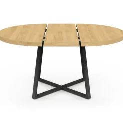 Table à manger ronde bois et noir 4-8 personnes