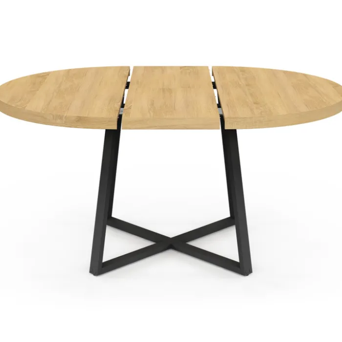Table à manger ronde bois et noir 4-8 personnes