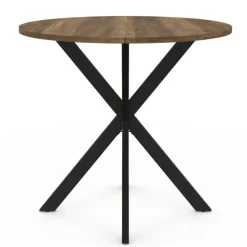 Table à manger ronde bois foncé et noir 80 cm