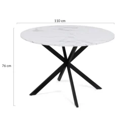 Table à manger ronde effet marbre blanc 4-6 personnes
