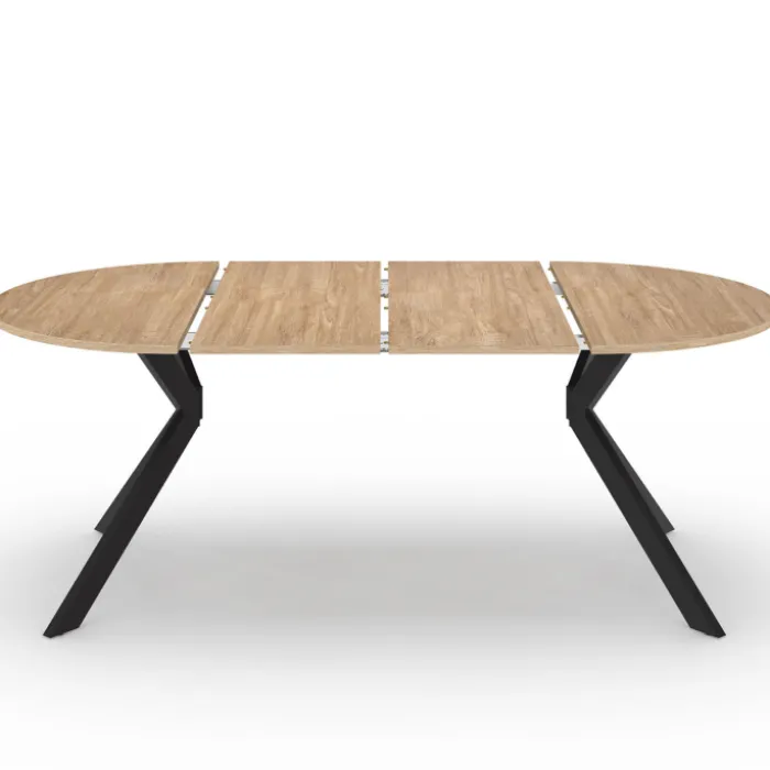 Table à manger ronde extensible 110-200 cm 4-10 personnes bois et pied noir
