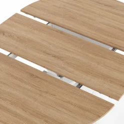 Table à manger ronde extensible bois et blanc 110-150 cm 4-8 personnes pied araignée