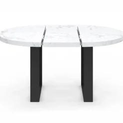 Table à manger ronde extensible de 110-150 cm pour 4 à 6 personnes à l’effet marbre