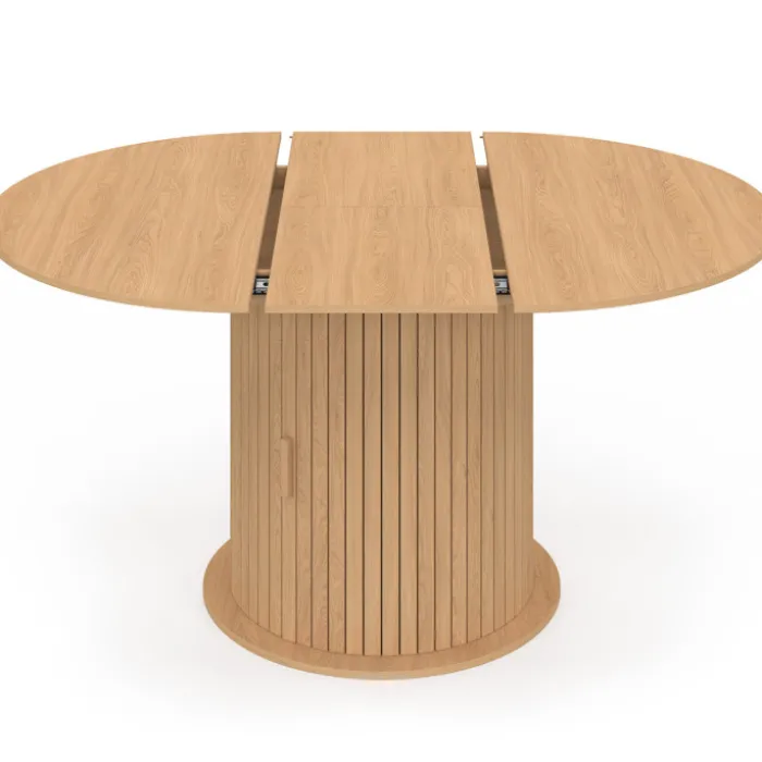 Table à manger ronde extensible 4-8 personnes 110-150 cm avec rangement