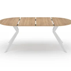 Table à manger ronde extensible 110-200 cm 4-10 personnes bois et blanc pied araignée