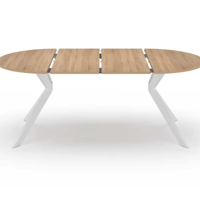 Table à manger ronde extensible 110-200 cm 4-10 personnes bois et blanc pied araignée