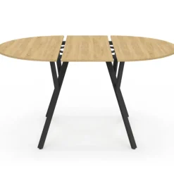 Table à manger ronde extensible 110-150 cm 4-8 personnes bois et noir design industriel
