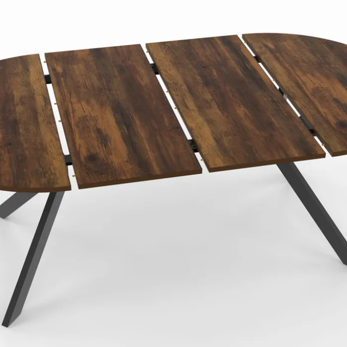 Table à manger ronde extensible de 110-200 cm pour 10 personnes en bois