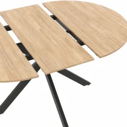 Table à manger ronde extensible noir et bois pour 6-8 personnes