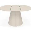 Table à manger ronde extensible 6 personnes bois beige 110-150 cm