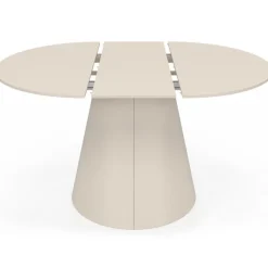 Table à manger ronde extensible 6 personnes bois beige 110-150 cm