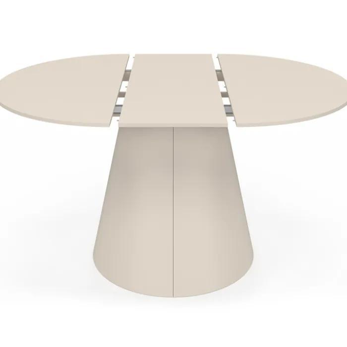 Table à manger ronde extensible 6 personnes bois beige 110-150 cm