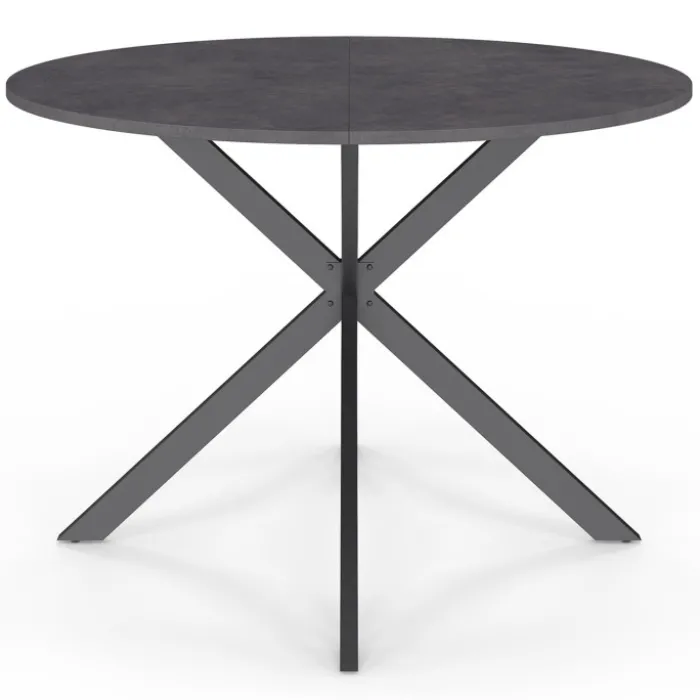 Table à manger ronde plateau effet béton 110 cm pied araignée gris anthracite 6 personnes