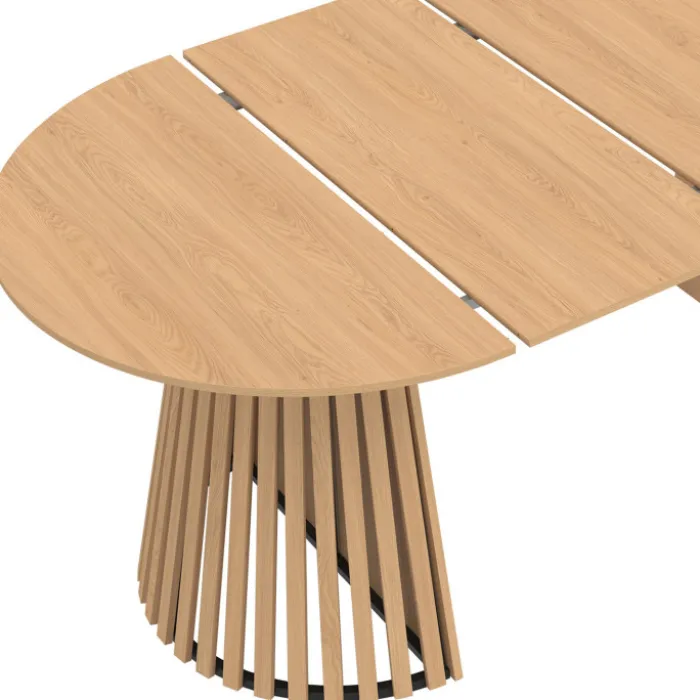 Table à manger ronde pour 10 personnes avec pied en bois en 110-200 cm
