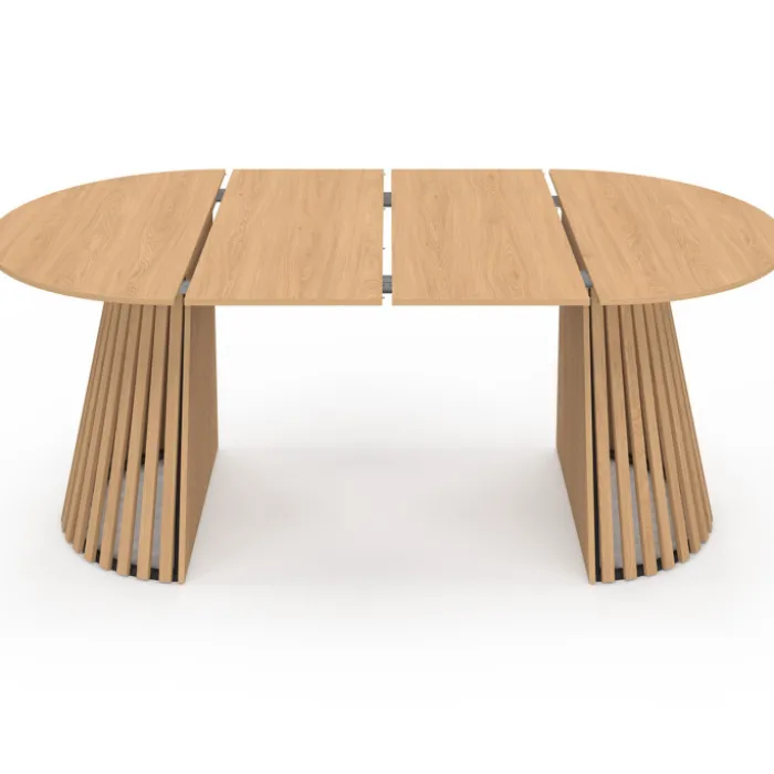 Table à manger ronde pour 10 personnes avec pied en bois en 110-200 cm