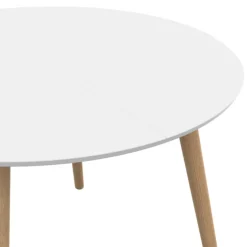 Table à manger ronde scandinave 110 cm blanc