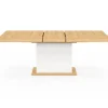 Table avec pied central bois et blanc extensible