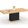 Table avec pied central bois et noir extensible