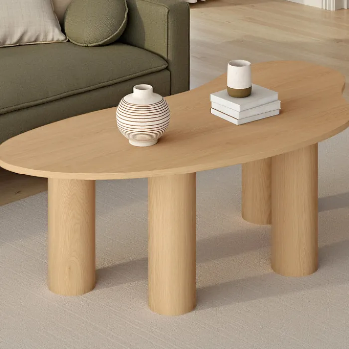 Table basse 100 cm bois effet hêtre style organic