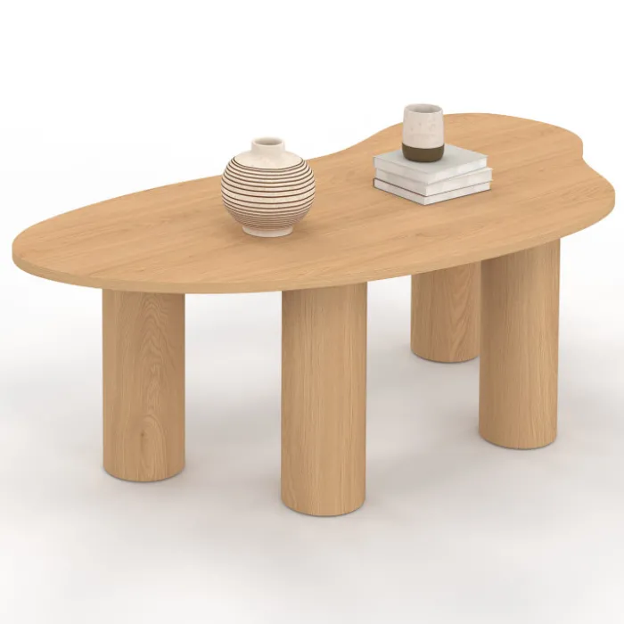 Table basse 100 cm bois effet hêtre style organic