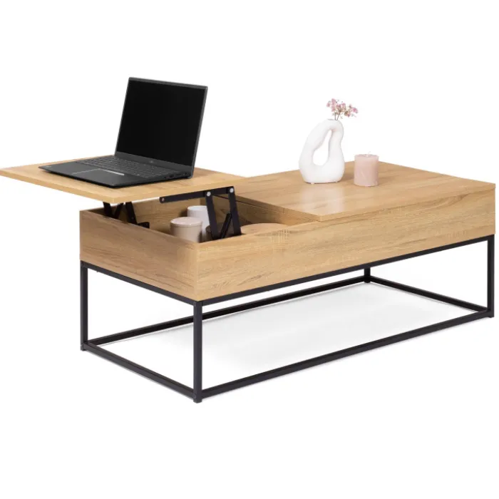 Table basse avec 2 plateaux relevables style industriel