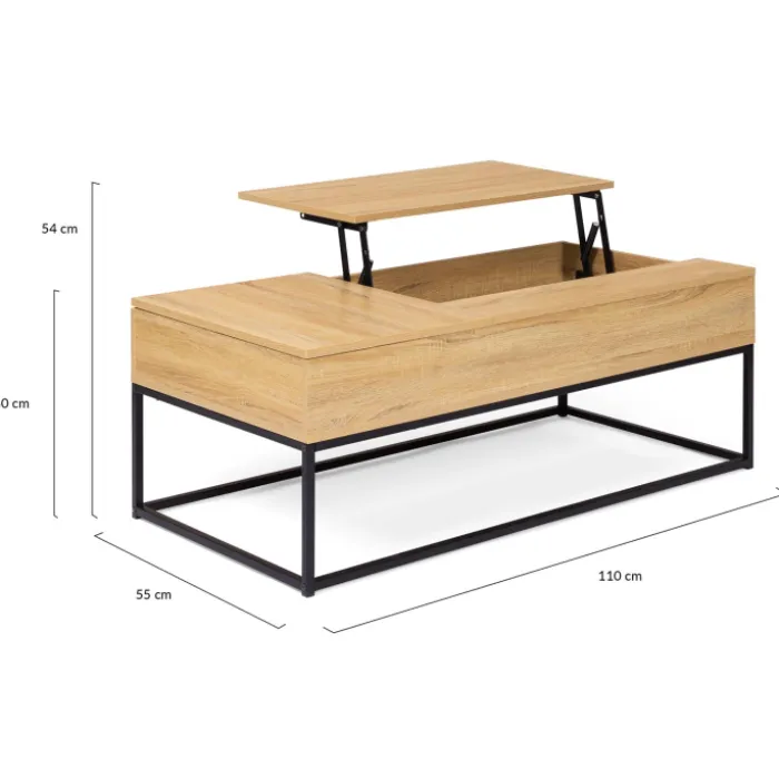 Table basse avec 2 plateaux relevables style industriel