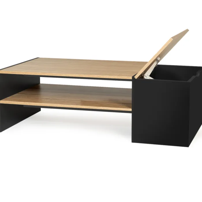 Table basse avec bar bois et noir