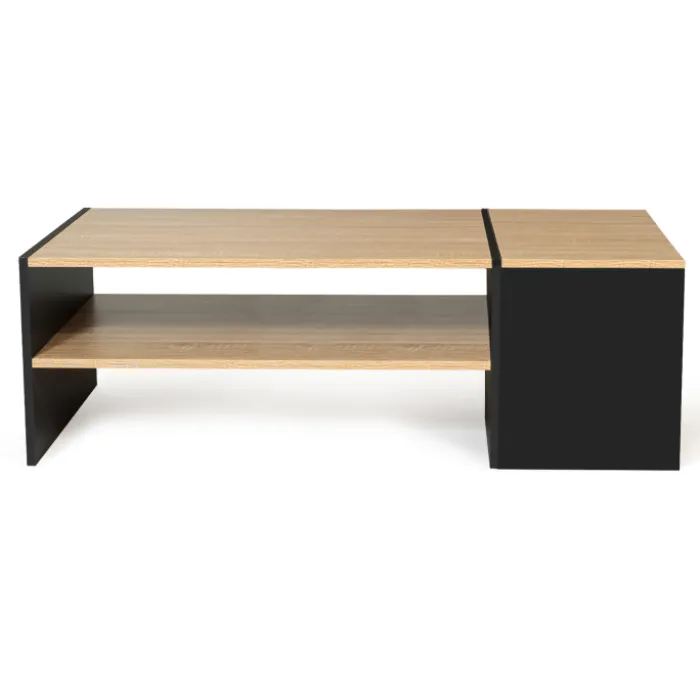 Table basse avec bar bois et noir