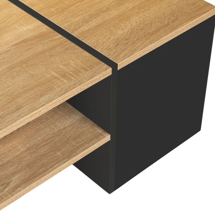 Table basse avec bar bois et noir