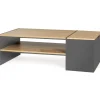 Table basse avec rangement bar 110 cm bois imitation hêtre et gris