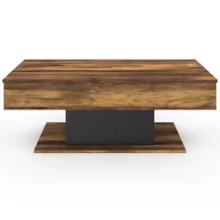 Table basse bois effet vieilli et noir